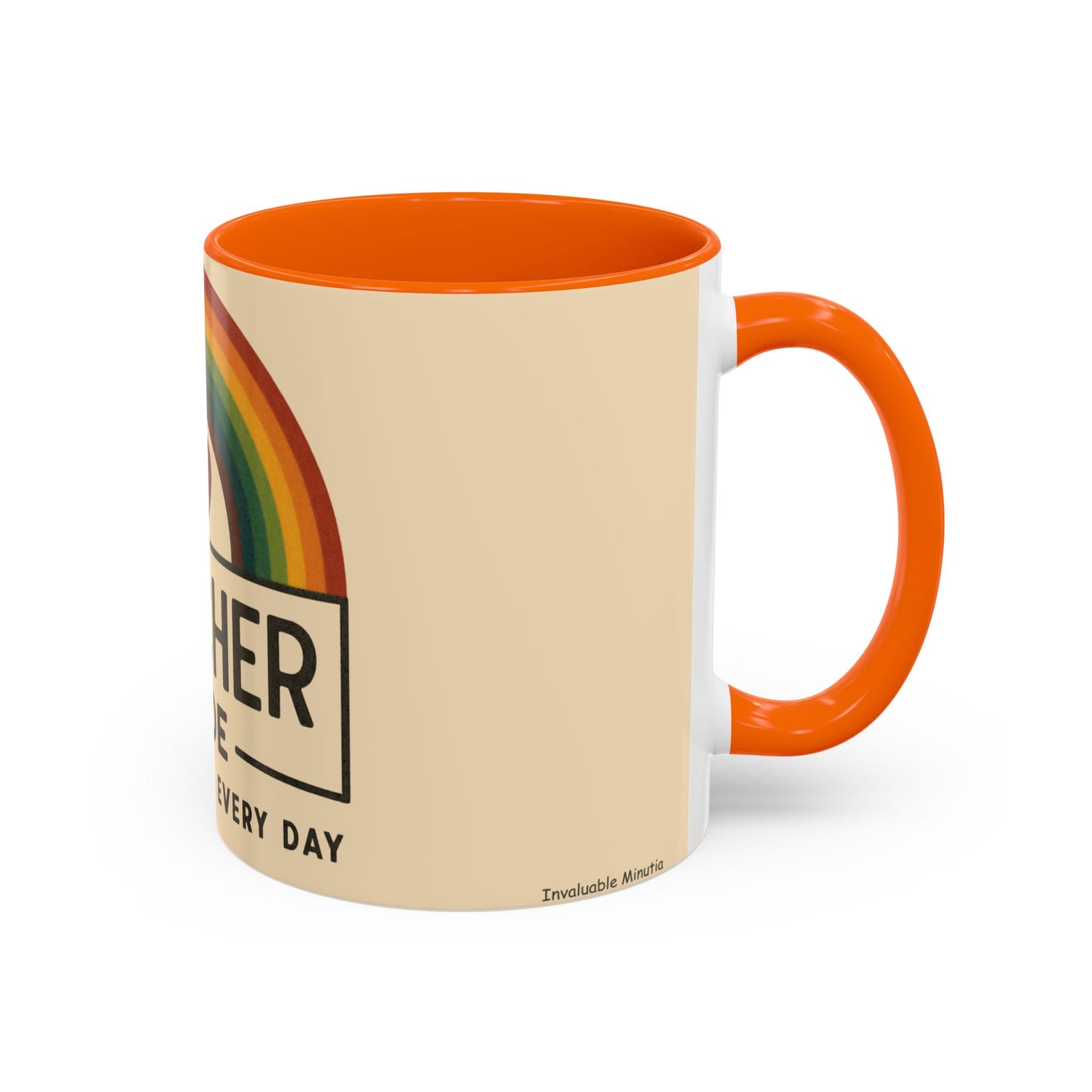 Teacher Mode – Color Accent Mug (11oz/15oz) • Rainbow Heart • Teacher Gift • Dishwasher & Microwave Safe