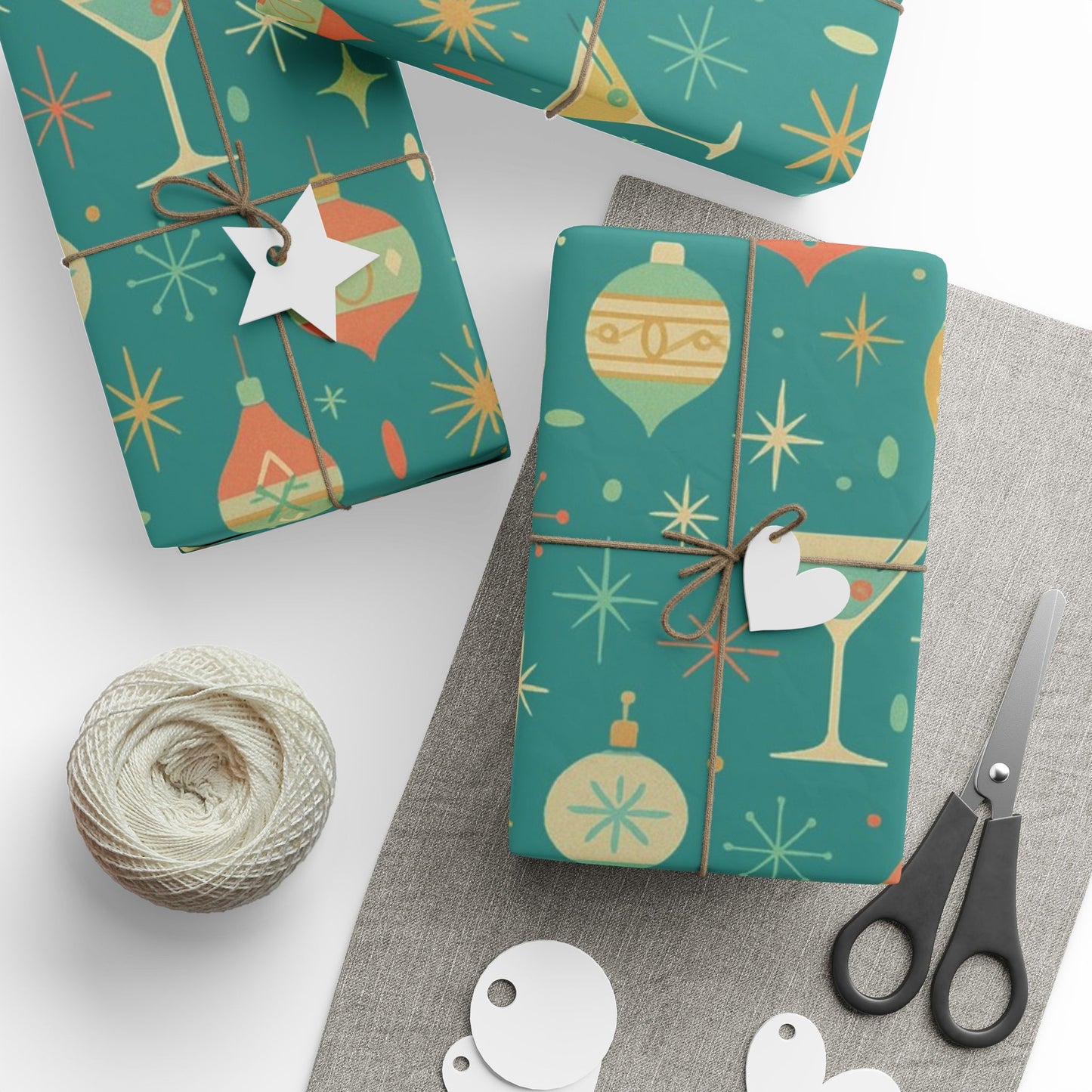 Atomic Christmas Cocktail – Mid-Century Holiday Wrapping Paper, Retro Martini Gift Wrap, 30" Roll (Matte/Gloss)