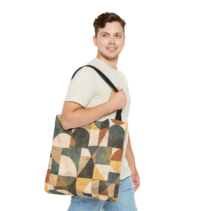Mid-Century Geometric Canvas Tote Bag