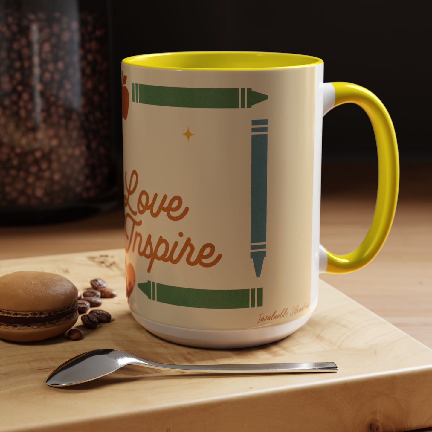 Teach Love Inspire Color Accent Mug (11oz/15oz) – Teacher Gift • Back to School • Durable Ceramic, Dishwasher & Microwave Safe