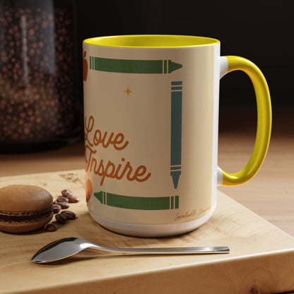 Teach Love Inspire Color Accent Mug (11oz/15oz) – Teacher Gift • Back to School • Durable Ceramic, Dishwasher & Microwave Safe