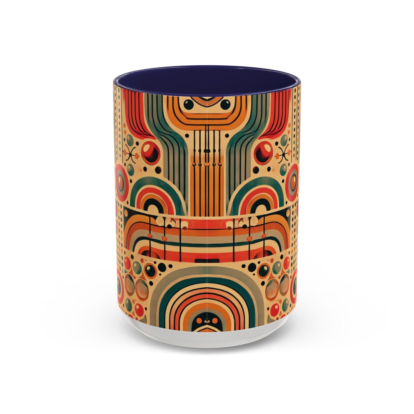🌿 Retro Boho Accent Coffee Mug | 11oz & 15oz Ceramic Cup | Custom Colors Available