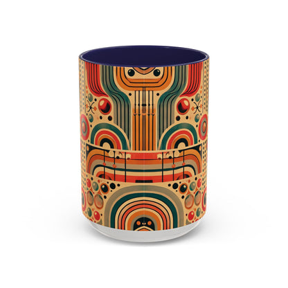 🌿 Retro Boho Accent Coffee Mug | 11oz & 15oz Ceramic Cup | Custom Colors Available