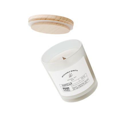 11oz Frosted Glass Natural Soy Wax Candle with Wooden Wick – Available in 9 Scents
