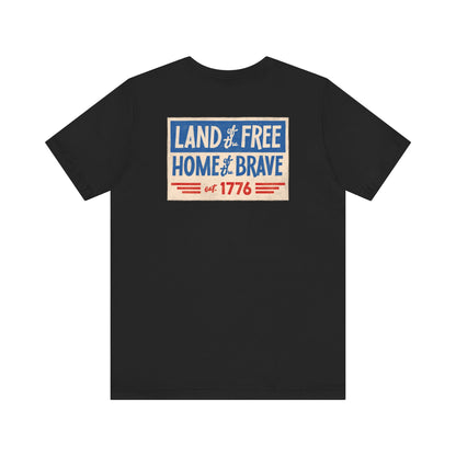 Happy 4th / Land of the Free Tee – Dual-Sided Print – Unisex Bella + Canvas Jersey T-Shirt