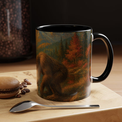 Bigfoot River Scene Mug | Autumn Wilderness Accent Coffee Mug (11oz/15oz)