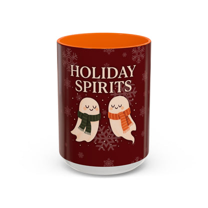 Holiday Spirits Ghost Mug – Cute Christmas Coffee Cup (11oz & 15oz, High-Gloss Accent Colors)
