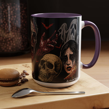Horror Coffee Mug – Zombie Graveyard Halloween Design – 11oz & 15oz Ceramic – Creepy Goth Kitchen Decor