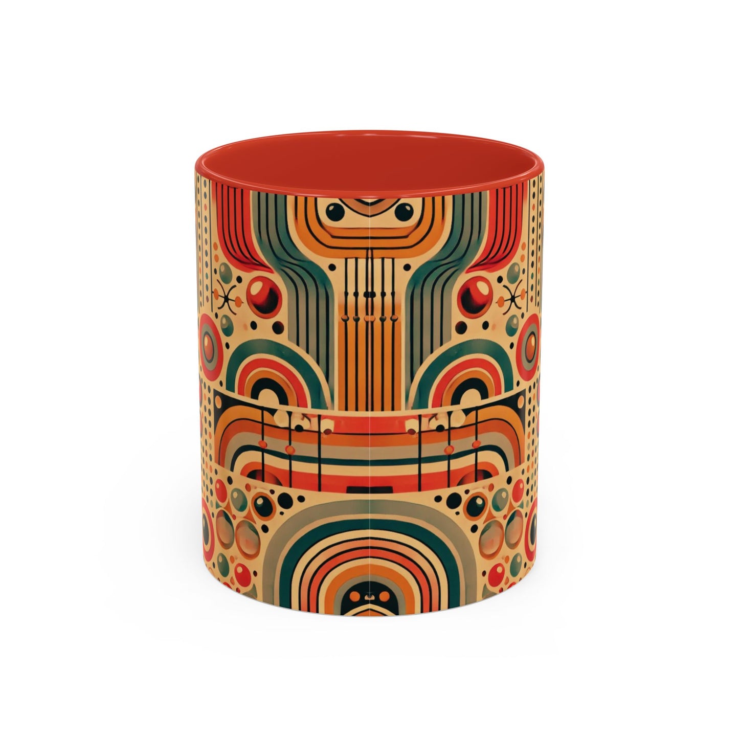 🌿 Retro Boho Accent Coffee Mug | 11oz & 15oz Ceramic Cup | Custom Colors Available