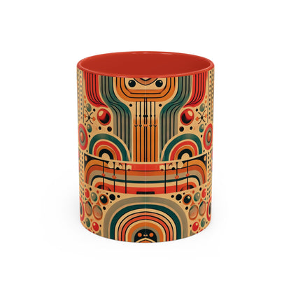 🌿 Retro Boho Accent Coffee Mug | 11oz & 15oz Ceramic Cup | Custom Colors Available