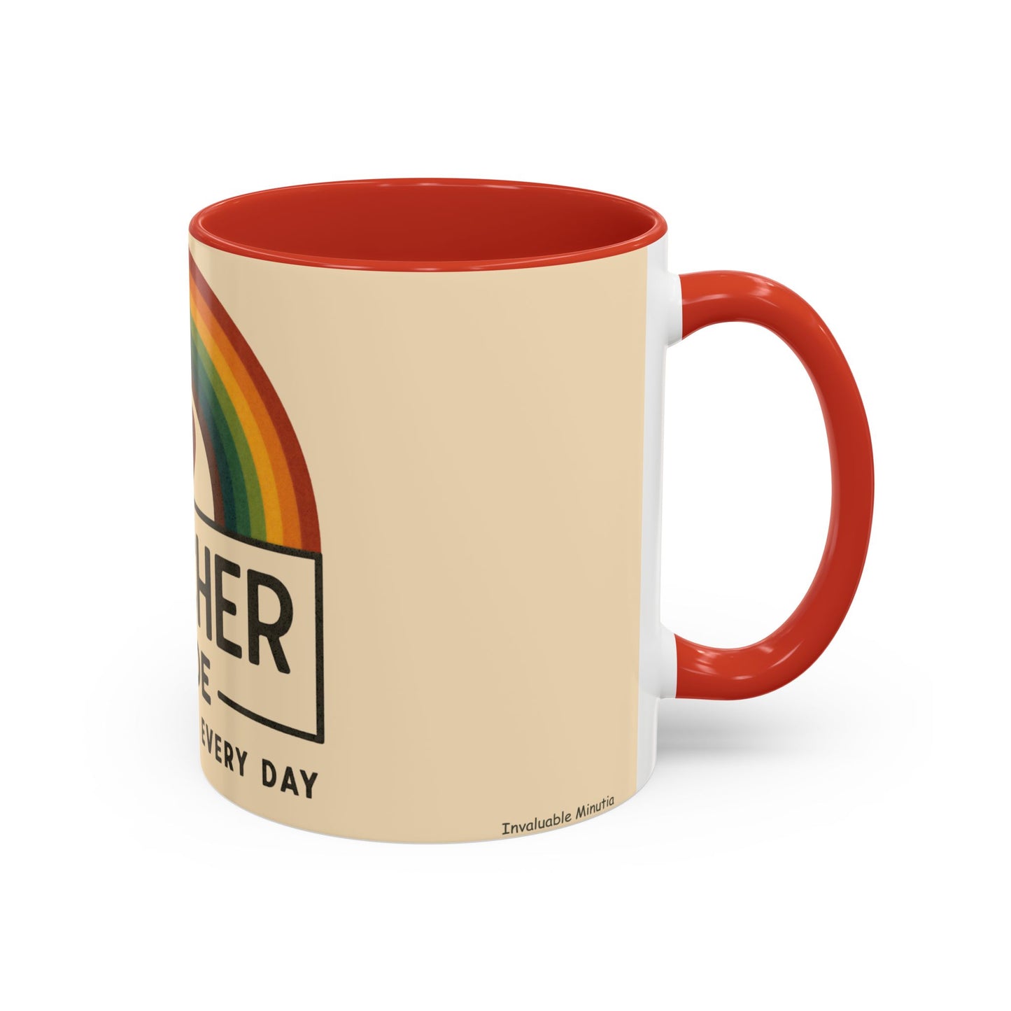 Teacher Mode – Color Accent Mug (11oz/15oz) • Rainbow Heart • Teacher Gift • Dishwasher & Microwave Safe