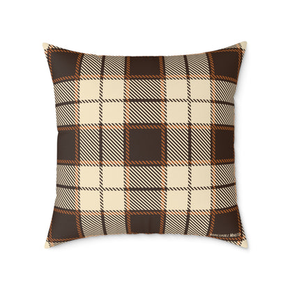 Gothic Halloween Throw Pillow – Colorway Poly Canvas – Reversible Plaid – Skulls, Moths & Black Candles – Premium Fall Decor