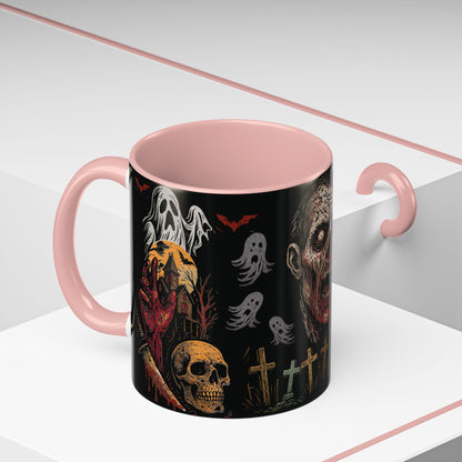 Horror Coffee Mug – Zombie Graveyard Halloween Design – 11oz & 15oz Ceramic – Creepy Goth Kitchen Decor