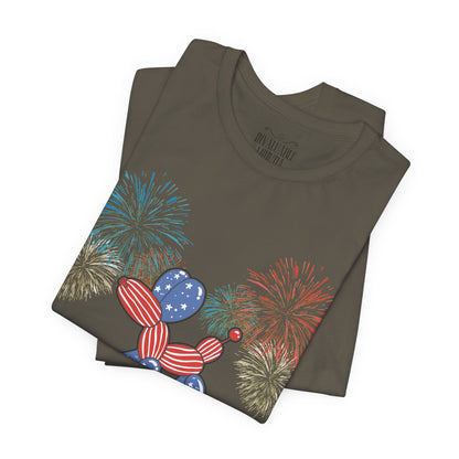 Patriotic Balloon Animal Tee, Fourth of July Shirt, Independence Day Apparel, Fireworks Unisex T-shirt, Bella + Canvas