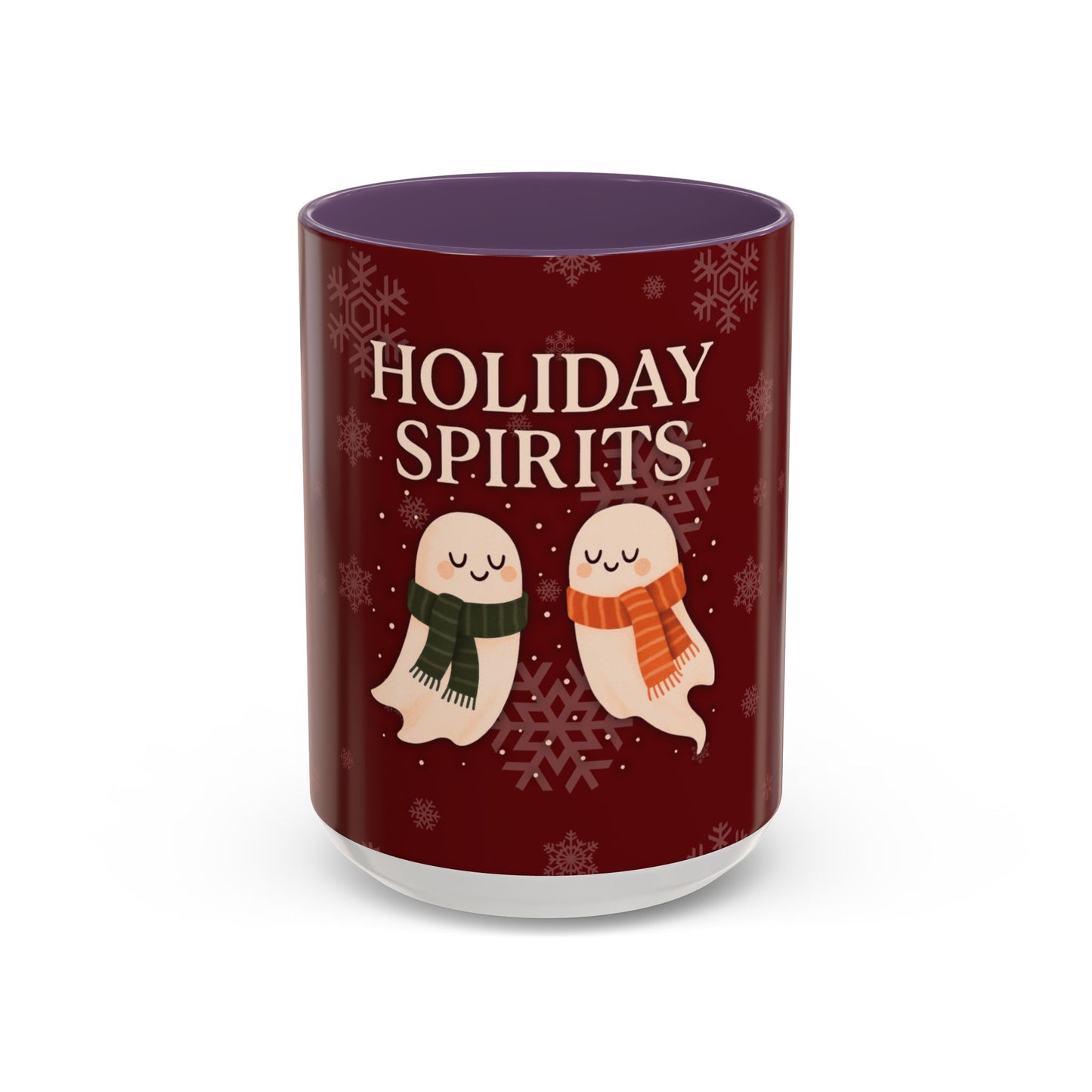 Holiday Spirits Ghost Mug – Cute Christmas Coffee Cup (11oz & 15oz, High-Gloss Accent Colors)