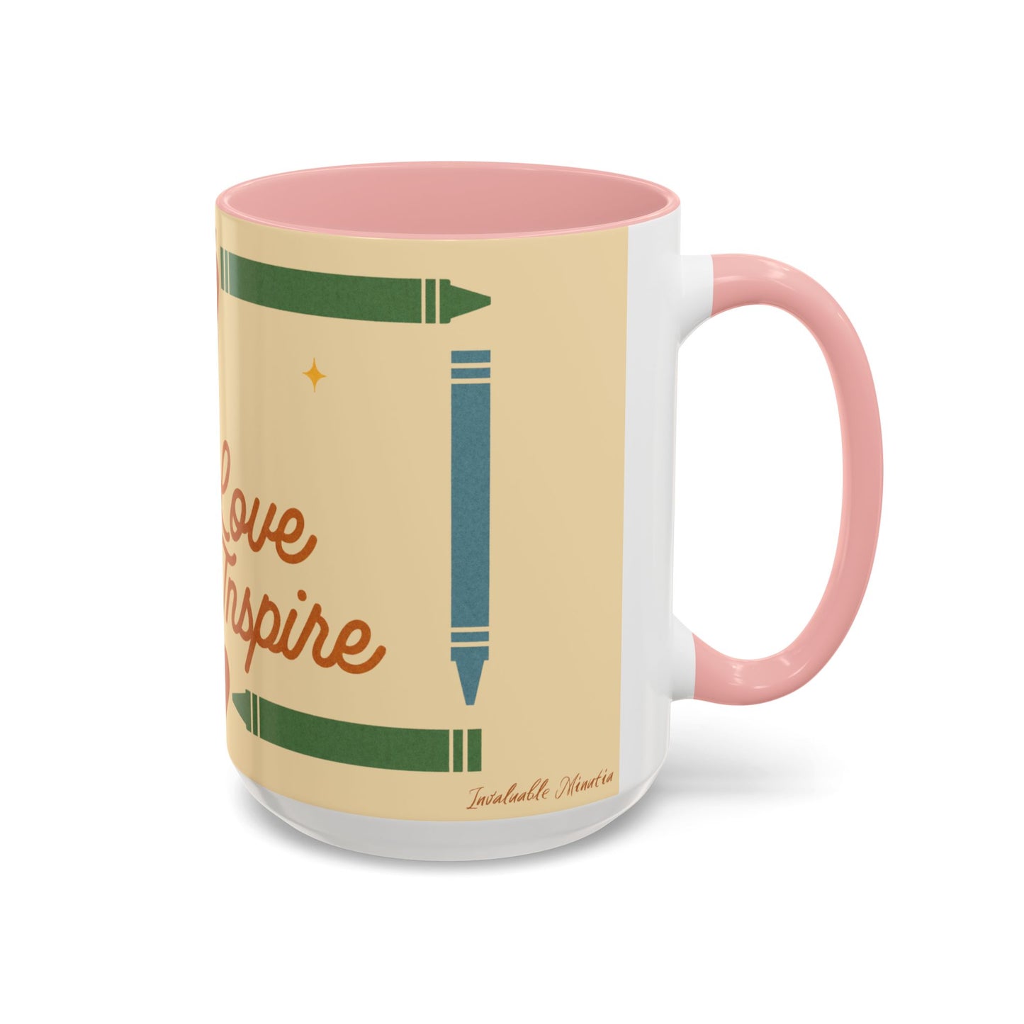 Teach Love Inspire Color Accent Mug (11oz/15oz) – Teacher Gift • Back to School • Durable Ceramic, Dishwasher & Microwave Safe