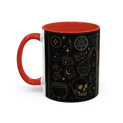 Witchy Aesthetic Coffee Mug – 15oz Black & Purple Ceramic with Occult Symbols – Goth Kitchen Decor, Halloween Gift Idea - 11oz/15oz