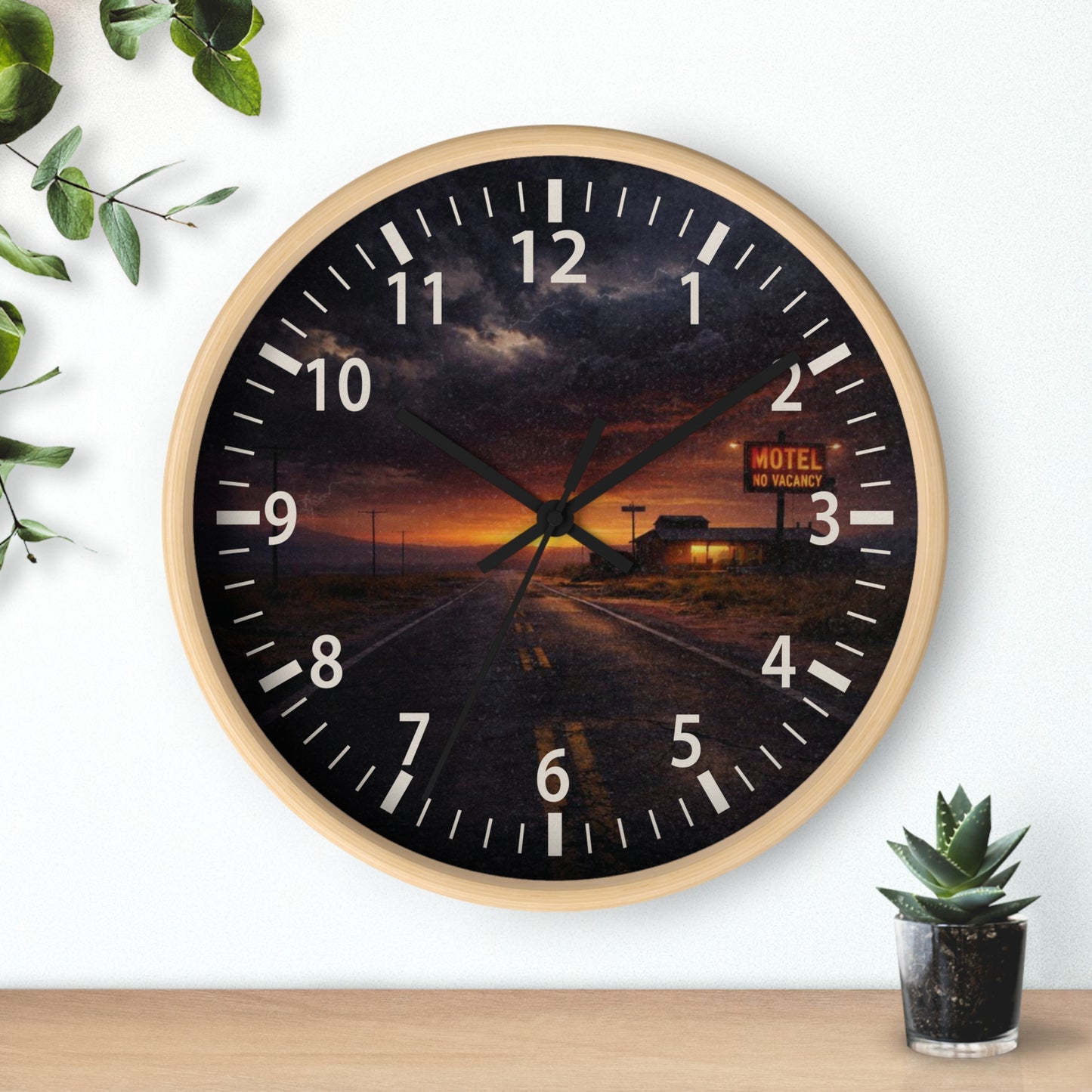 Still Here - Desert Motel No Vacancy Road Premium Wall Clock