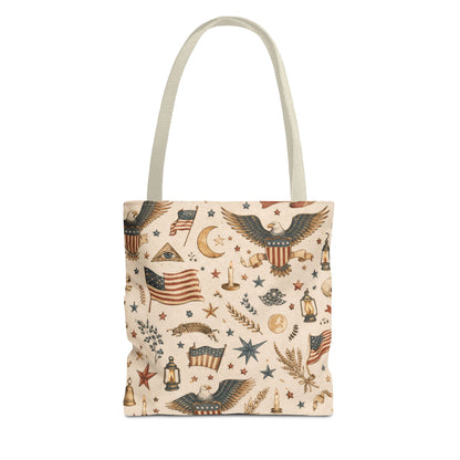 Americana Symbol Styled Canvas Tote Bag