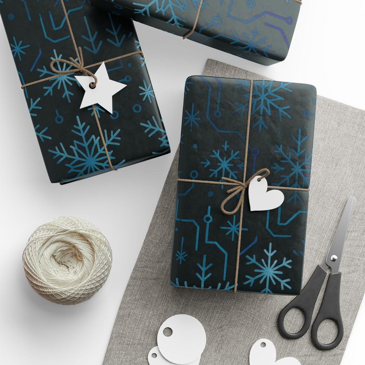 Cyber Yule Circuit – Luxury Christmas Wrapping Paper, Seamless Designer Gift Wrap, 30" Roll (Matte/Gloss)