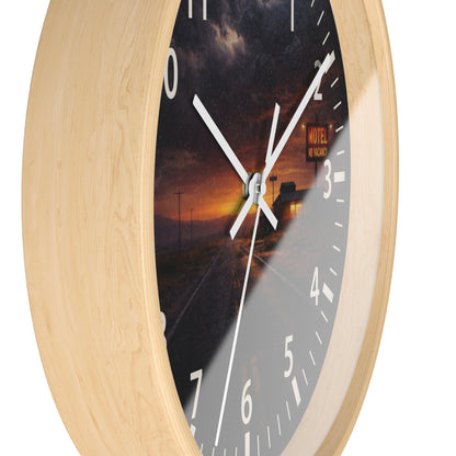 Still Here - Desert Motel No Vacancy Road Premium Wall Clock