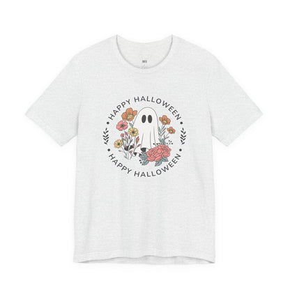 Happy Halloween Floral Ghost Tee – Bella+Canvas 3001