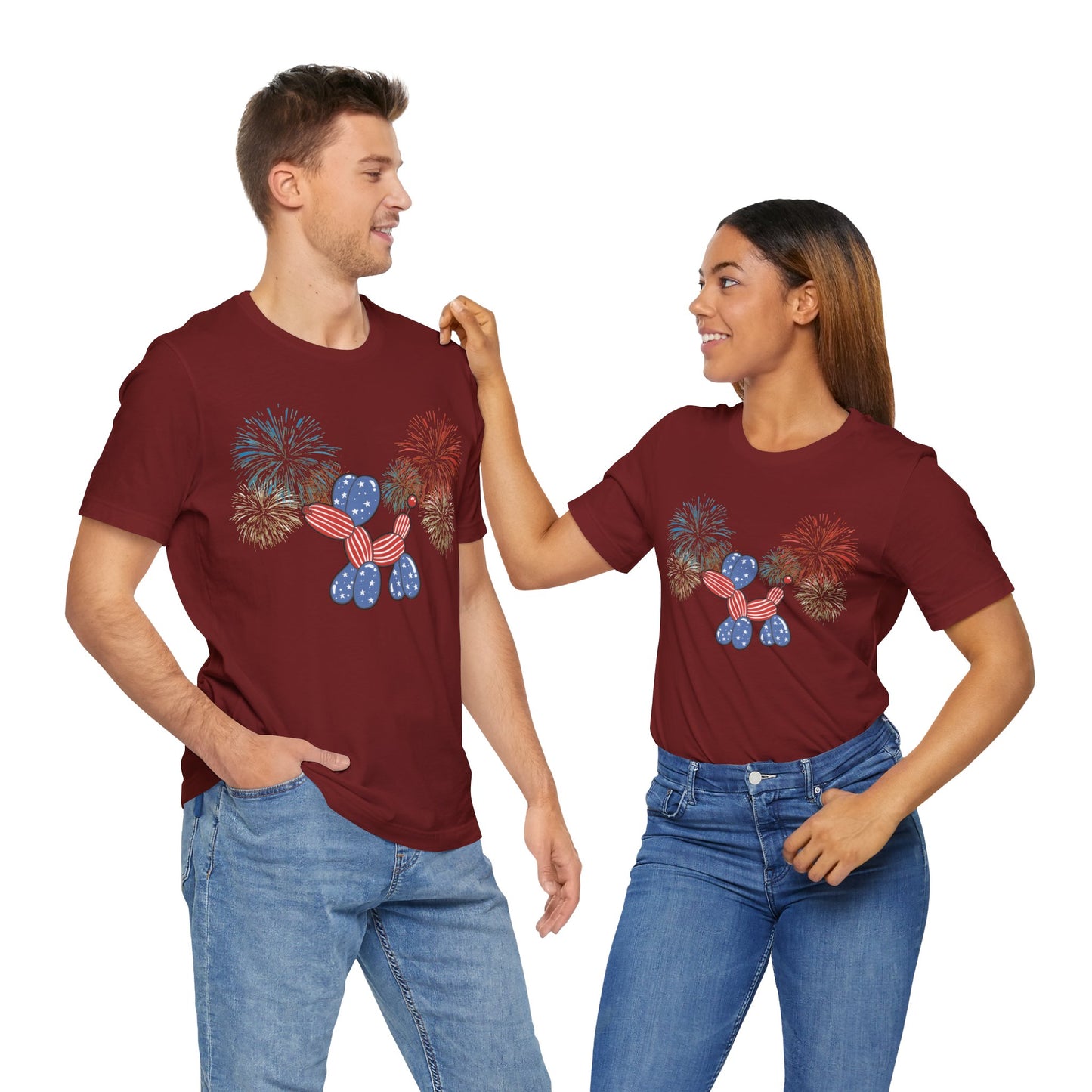 Patriotic Balloon Animal Tee, Fourth of July Shirt, Independence Day Apparel, Fireworks Unisex T-shirt, Bella + Canvas