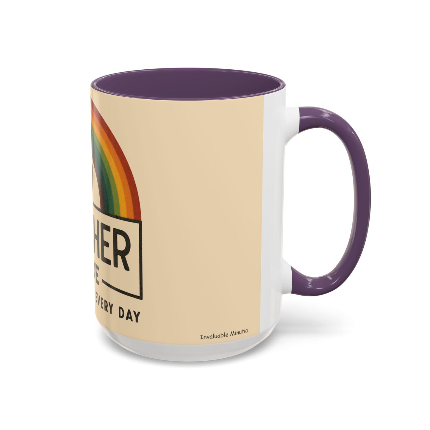 Teacher Mode – Color Accent Mug (11oz/15oz) • Rainbow Heart • Teacher Gift • Dishwasher & Microwave Safe