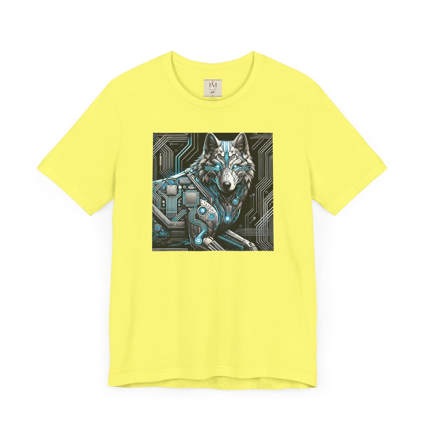 Tech Cyber Wolf Unisex Jersey Tee - Futuristic Animal Print Animal T-Shirt