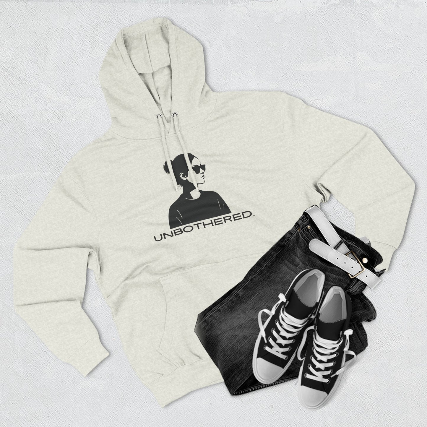 UNBOTHERED Hoodie | Minimalist Silhouette Graphic Unisex Pullover