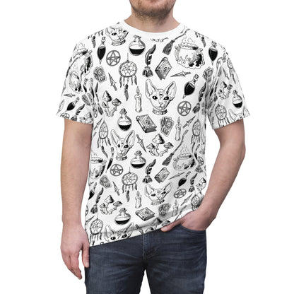 Witchy Potions Familiar All Over Print Unisex Cut & Sew Tee