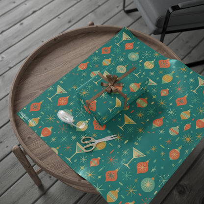 Atomic Christmas Cocktail – Mid-Century Holiday Wrapping Paper, Retro Martini Gift Wrap, 30" Roll (Matte/Gloss)
