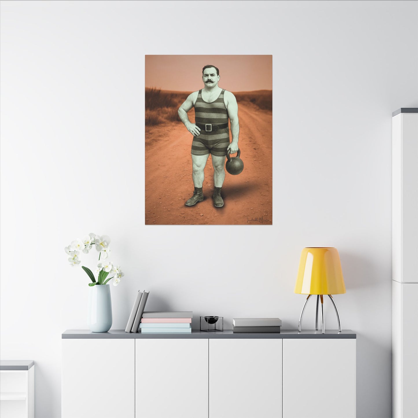 The Strongman – Matte Canvas Print (Gallery-Wrapped) 0.75" – Vintage Circus-Inspired Canvas Wall Art