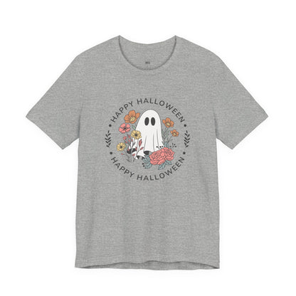 Happy Halloween Floral Ghost Tee – Bella+Canvas 3001