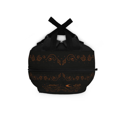 Witchy Autumn Backpack – Premium Black & Orange Fall Witch Hat and Cauldron Design