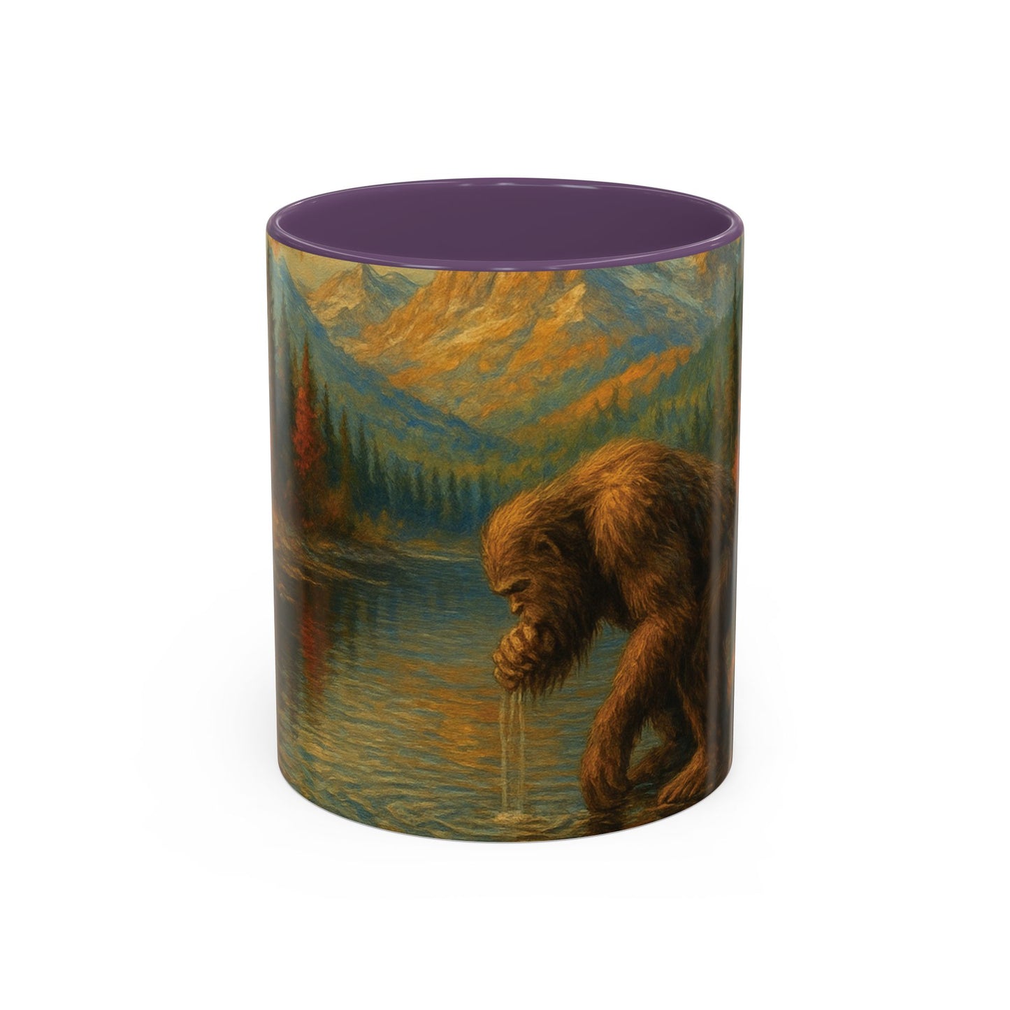 Bigfoot River Scene Mug | Autumn Wilderness Accent Coffee Mug (11oz/15oz)
