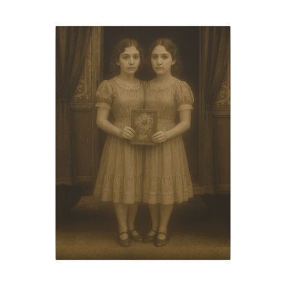 Conjoined Twins – Matte Canvas Print (Gallery-Wrapped) 0.75" – Vintage Circus-Inspired Canvas Wall Art