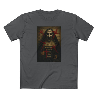 Possessed Nun Mugshot T-Shirt – Premium AS Colour 5001 Horrorcore Tee
