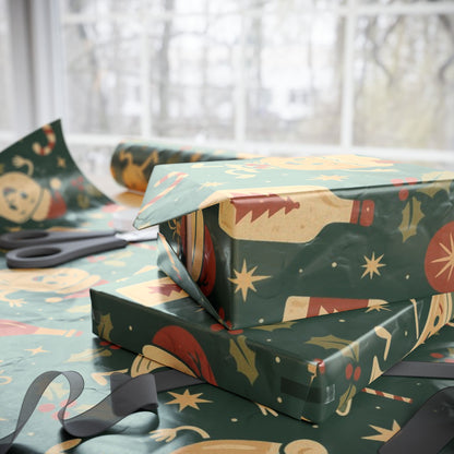 Vintage Holiday Drinks – Luxury Wrapping Paper, Retro Bar-Cart Gift Wrap, 30" Roll (Matte/Gloss)