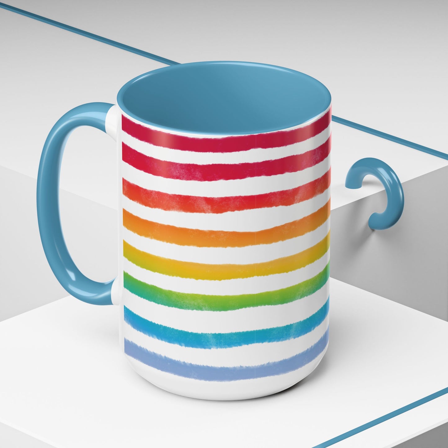 🌈 Bold Rainbow Stripes Pride Mug | 11oz/15oz | Purple Accent