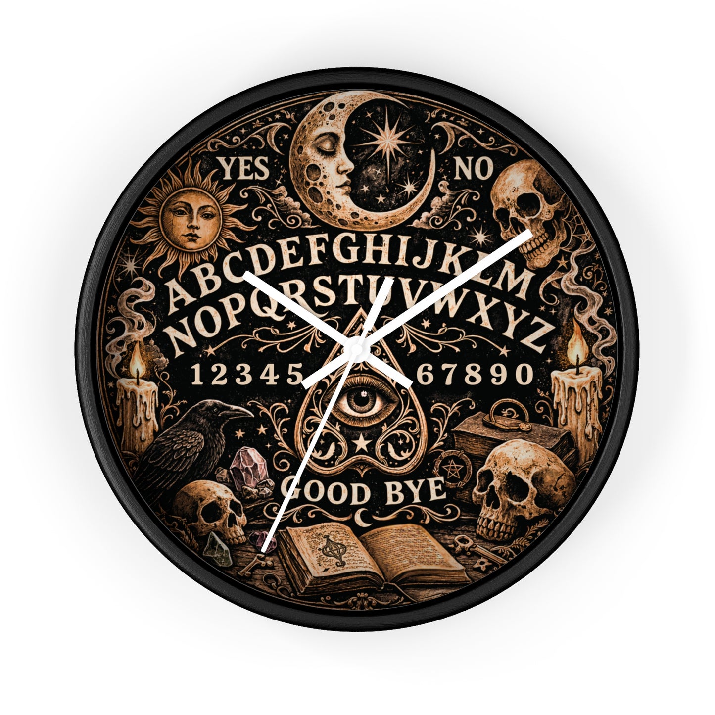 Ouija Board Wall Clock – Gothic Occult Spirit Board 10" Decor