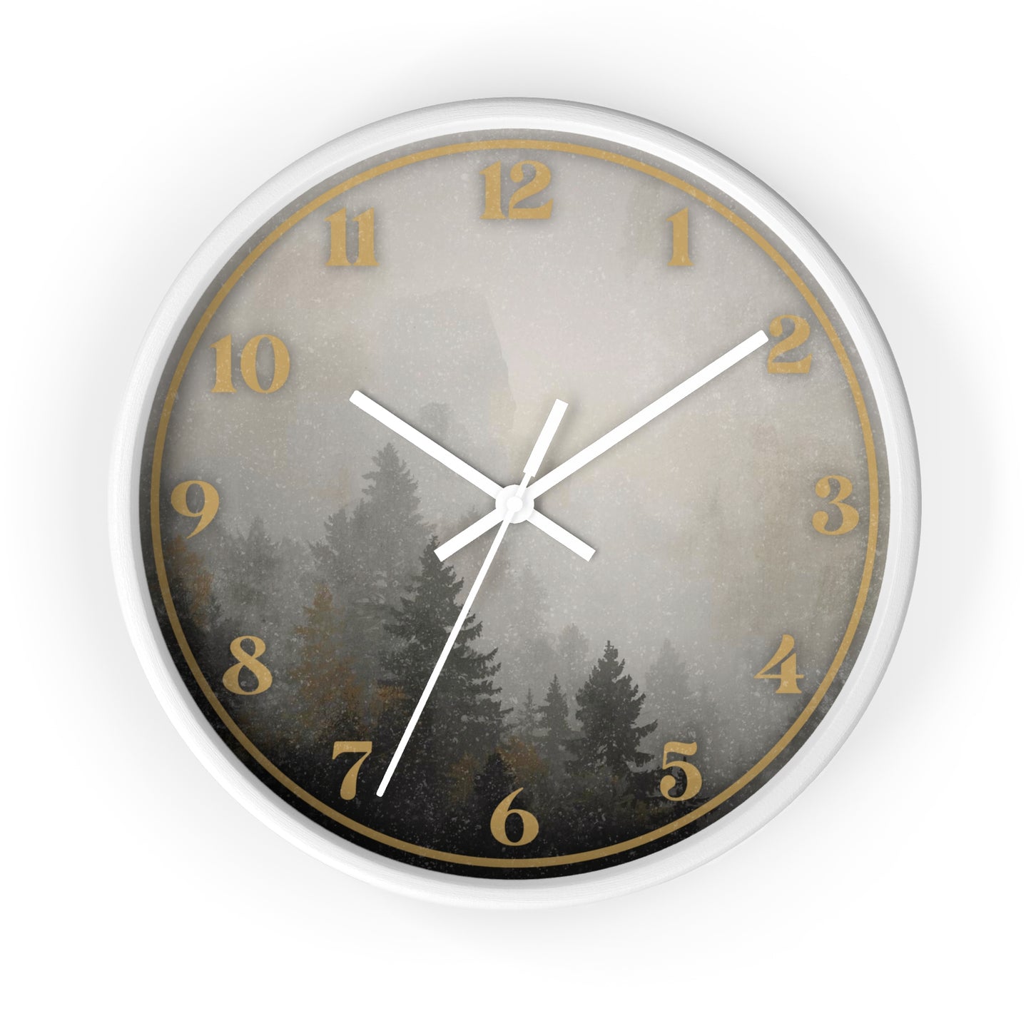 Fog & Pines Minimalist Forest 10" Wall Clock