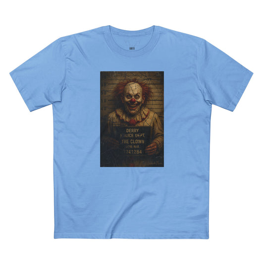 Creepy Clown Mugshot T-Shirt – Premium AS Colour 5001 Horror Tee