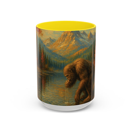 Bigfoot River Scene Mug | Autumn Wilderness Accent Coffee Mug (11oz/15oz)