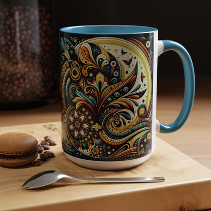☕️ Accent Coffee Mug (11, 15oz) – Beautiful Boho Style Graphic 🌿