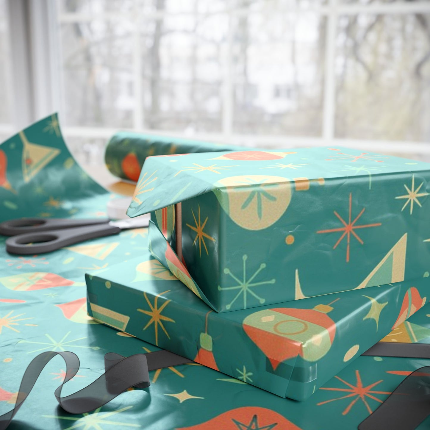 Atomic Christmas Cocktail – Mid-Century Holiday Wrapping Paper, Retro Martini Gift Wrap, 30" Roll (Matte/Gloss)