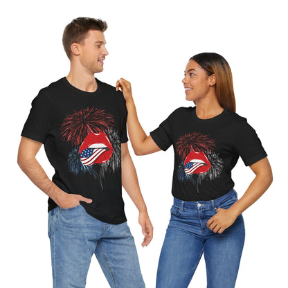 American Flag Lips Tee – Unisex Bella + Canvas Jersey Tee - 4th of July