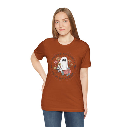 Happy Halloween Floral Ghost Tee – Bella+Canvas 3001