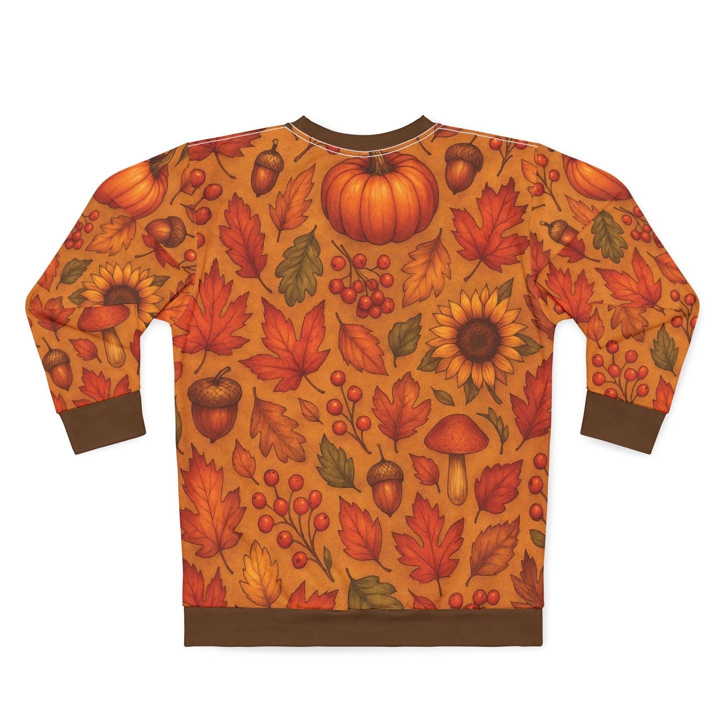 Autumn Harvest AOP Unisex Sweatshirt | Cozy Fall Leaves, Pumpkins & Sunflowers | All-Over Print | Free Worldwide Shipping