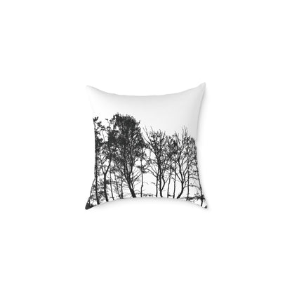 Dead Calm Treeline Silhouette Pillow – Stark Nature Accent for Lovers of the Bare & Bold - Canvas Throw Pillow